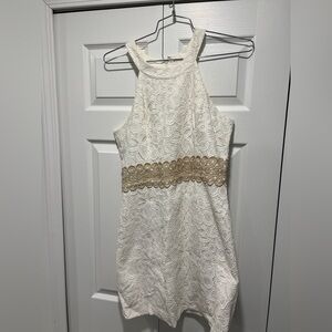 Lilly Pulitzer White Lace Mini Dress with Gold Waistband